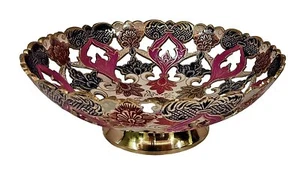 New Handcrafted Brass Multi Color Fruit Serving Bowl for Home Office Décor /Gift - Picture 1 of 3