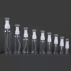 Neu 10 Stck. Tragbar Klein Klar Kunststoff Leer Spray Nachfüllbare Flaschen 5ml-200ml - Bild 1 von 11
