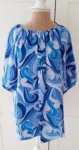 LOVE MARK HEYES Ladies Blue Printed Top Blouse Size UK 18 BNWT - Picture 1 of 6