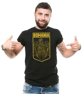 Mens Romania Patriotic Flag Shirt Romania National Flag Logo Country Tee - Picture 1 of 8