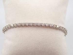 14K White Gold Diamond Tennis Bracelet Traditional Prong Set Line - Picture 1 of 6