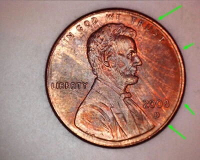 2008 Denver Lincoln Memorial Penny - Lovely Toning ~ Golds and a bit of blue - Image 1 of 4