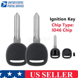 2 Ignition Chipped Key Uncut Blade Blank For GMC Chevrolet Cadillac + ID46 CHIP - Foto 1 di 6