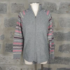 EDDIE BAUER taglia L maglione cardigan zip davanti rosa grigio - Foto 1 di 7