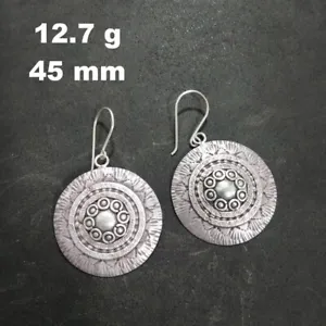 Fine Silver Earrings Jewelry Vintage Dangles 12g Engraved Round  SKU01LOT1908 - Picture 1 of 7