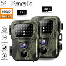 2 Pack Hunting Game Trail Camera 20MP Wildlife Waterproof Cam Night Vision+32GB