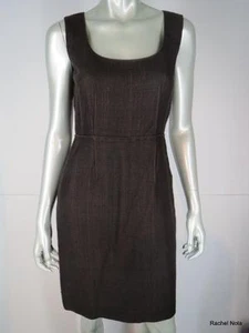 Elie Tahari Kleid Mini Gr. 4 S Seide braun ärmellos U-Ausschnitt Pin Tuck Etui  - Bild 1 von 12