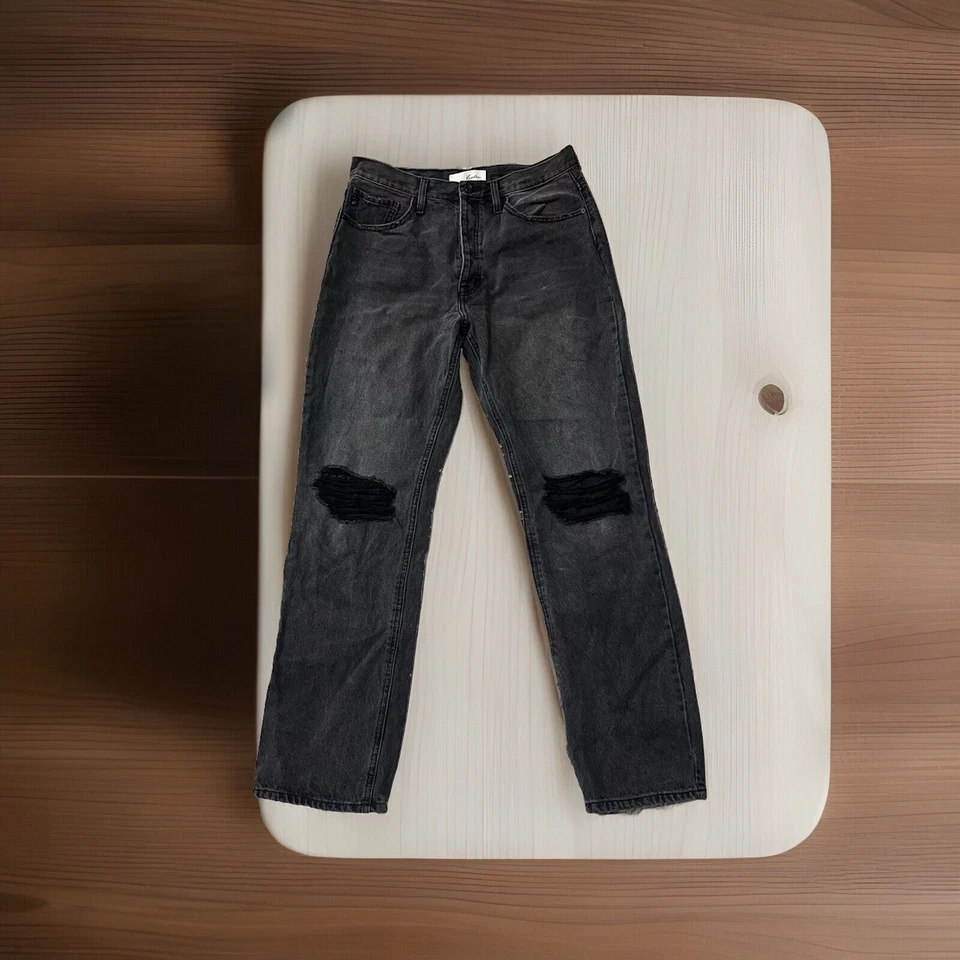 Pantalones de mezclilla KanCan Dixon tiro ultra alto años 90 boyfriend talla 11/29 negros desgastados Foto 1 de 4