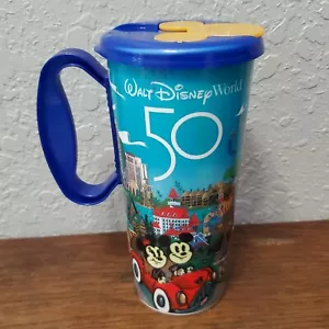Disney Parks WDW 50th Anniversary Resort Refillable Mug Blue Lid Mickey Minnie - Bild 1 von 6