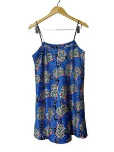 Cabernet Satin Slip Dress Camisole Butterfly Print Y2K Fairy Whimsy Size Small - Picture 1 of 7