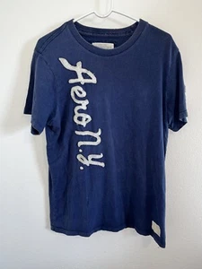 Camiseta Aeropostale Hombre Grande 87 Azul Marino Envejecido Grunge Algodón - Imagen 1 de 7