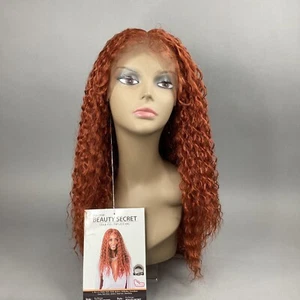 Beauty Secret Wig Copper Brown Water Wave Layered Lace Front 13x6 Synthetic - Picture 1 of 9