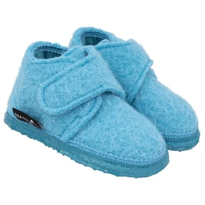 Nanga Leila Baby Kleinkinder Hausschuh Klett Wollfilz türkis Gr.19-26