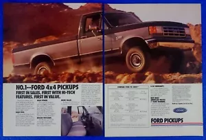 1988 FORD 4 X 4 F150 PICKUP 2 PG PRINT AD AMERICA'S TRUCK BUILT FORD TOUGH - Bild 1 von 1