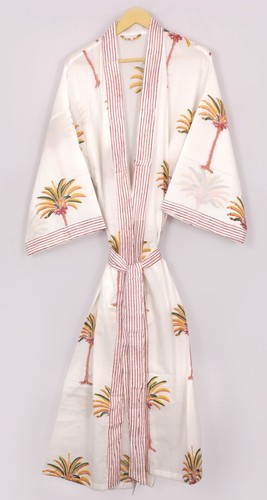 PALM ANGELS Pigiama kimono cotone palma accappatoio spiaggia vestito bikini copricostume 2k25