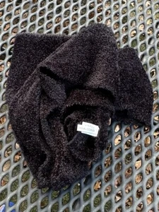 SCIARPA MAGLIA PILE angolare casual vintage nera 7" x 76" finto shearling - Foto 1 di 5