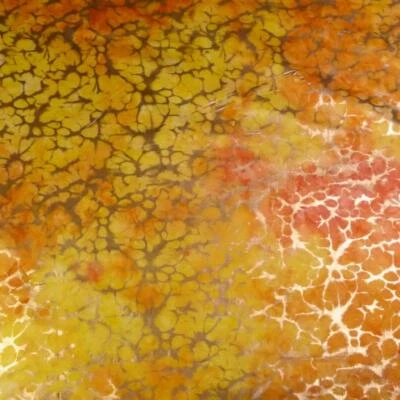 Montego Bay Batik, Metálico Dorado Mármol Abstracto sobre Amarillo y Naranja BTHY o BTY Foto 1 de 4