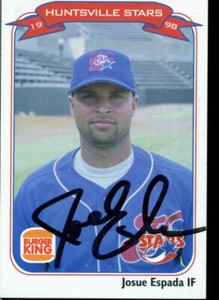 1998 Huntsville Stars JOSUE ESPADA Signed Card autograph A'S ATHLETICS AUTO