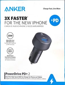 Anker 2-Port 20W USB-C + 15W USB-A Power Delivery Car Charger - Black - Picture 1 of 4