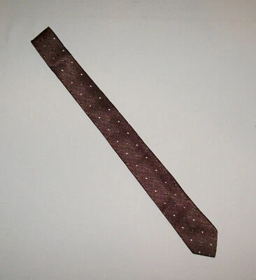Old Vtg Original 1950s Stunning Skinny Tie Bronze White Dot Pattern Rayon Blend - Image 1 of 4