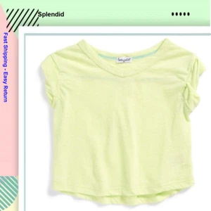 Splendid Girl's Slub Knit Top, DGA01191X, Green Lime, Size 5/6 - Picture 1 of 1