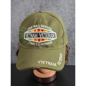 Vietnam Veteranenmütze Kappe Time Was Served bestickt olivgrün OS Militär Vater - Bild 1 von 8
