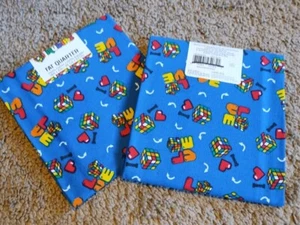 2 Pkgs Fat Quarter Rubiks I Heart Cube Love Blue Sewing Quilting Craft Fabric - Picture 1 of 2