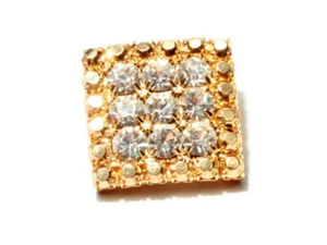 Vintage Czech handcrafted gold tone button crystal glass rhinestones 20mm - Picture 1 of 3