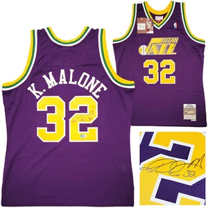 JAZZ KARL MALONE AUTOGRAPHED PURPLE AUTHENTIC M&N JERSEY SIZE L BECKETT 211882 - Picture 1 of 10