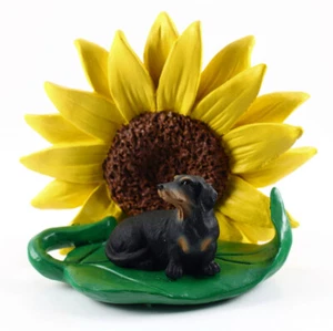 Dachshund Sunflower Figurine Black - Picture 1 of 2