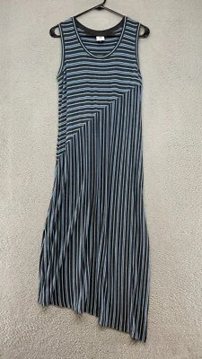 Cabi Midi Dress Womens Small Asymmetrical Stretch Jersey Tank Striped Gray Dia - Image 1 of 4
