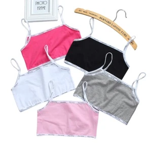 3pc/Lot Girls Bras Sports Bra Training Bra Solid Color Cotton No Rims 8-16 Years - Picture 1 of 8
