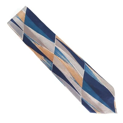 Corbata Bill Blass Hombre Geométrica Todo Color Seda Azul Beige Gris Talla 57x4 - Nueva Sin Etiquetas Foto 1 de 4