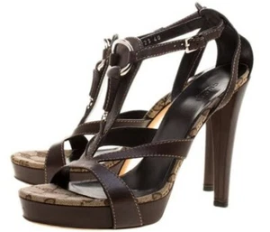 GUCCI AS NEW Heels Sandals Monogram Icon Bit Size 37,5 Or AUS 6,5  - Picture 1 of 12