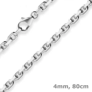 4mm Ankerkette diamantiert Silberkette Collier Halskette aus 925 Silber 80cm - Bild 1 von 3