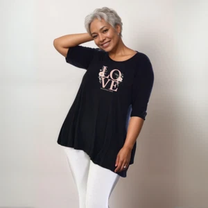 ROCKTHOSECURVES DONNA FLOREALE STAMPA AMORE MANICA BOTTONI SWING TOP - Foto 1 di 2