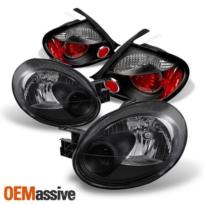 Faróis de substituição Fit 2003 2004 2005 Dodge neon preto + lanternas traseiras transparentes - Imagem 1 de 4