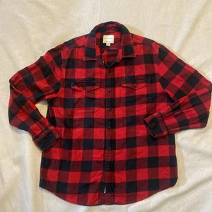 American Eagle Button Up Flannel Shirt Mens Large Red Buffalo Plaid Cotton - Picture 1 of 6