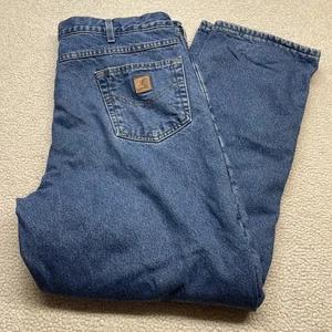 Carhartt Flanell gefütterte Jeans 40 x 32 Relaxed Fit blau Hose RN#14806 Workwear - Bild 1 von 10