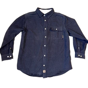 Legendary Whitetails Flannel Shirt Mens Medium Black w Brown Corduroy Trim - Picture 1 of 20