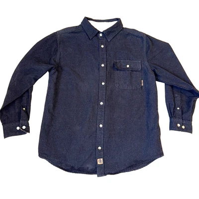 Legendary Whitetails Flannel Shirt Mens Medium Black w Brown Corduroy Trim - Image 1 of 4