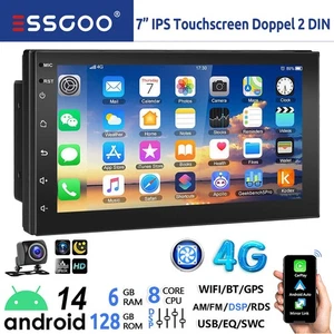 7" 2 DIN 6+128G Android14 Autoradio Apple Carpaly GPS Bluetooth AM RDS Kamera 4G - Bild 1 von 11