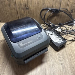 ZEBRA GK420d BROKEN Thermal Label Printer & Power Cable FOR PARTS/REPAIR ONLY - Picture 1 of 11