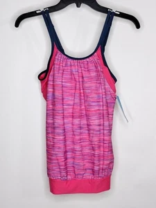 Free People Swim Tankini Pink Multicolor Elastic Gathered Bottom Built In Bra - Picture 1 of 2