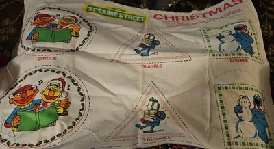 Vintage Sesame Street Holiday Fabric 12 Ornaments Panel Sew Your Own   - Image 1 of 2