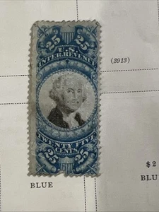 US Stamp 1871, Inter Revenue, R13 25c blue & black, perf. 12, Grilled, VG/F - Picture 1 of 2