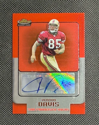 2006 Topps Finest 159 Auto Vernon Davis Red /199 San Francisco 49ers Color Match - Image 1 of 2