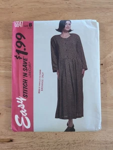 McCall's Stitch'n Save 6647 Misses Langarm Kleid Muster Gr. B (L-XL) ungeschnitten - Bild 1 von 2