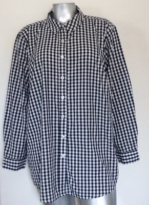 BLUSA TOP MUJER WITHIN GINGHAM Talla 2X (26/28) Manga Larga Abotonada Negra Blanca Foto 1 de 4