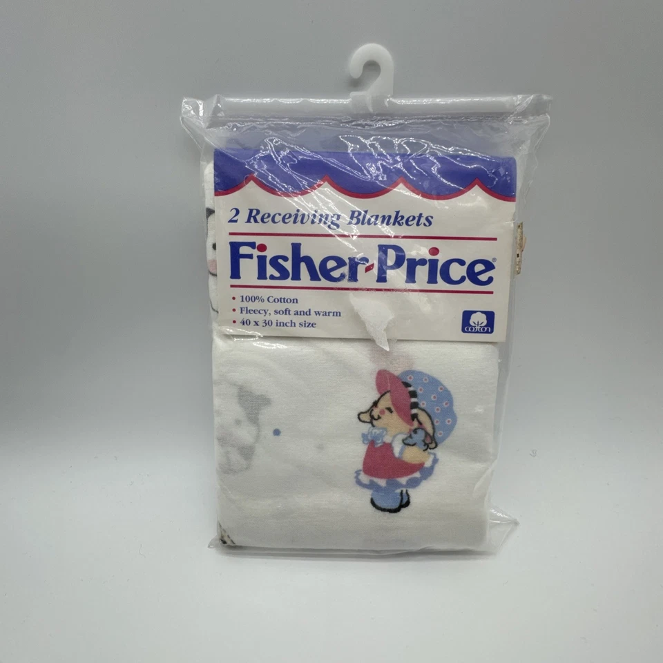 Vintage 1994 Fisher Price White Baby Receiving Blankets - Image 1 of 3